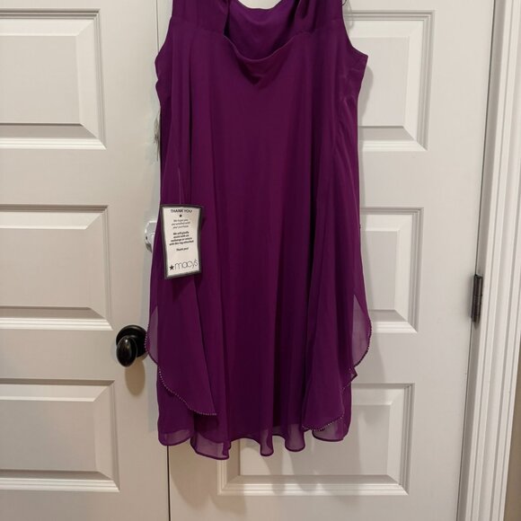 SLNY Purple Chiffon Layered Dress with Beaded Neckline – Size 16 - Picture 6 of 7